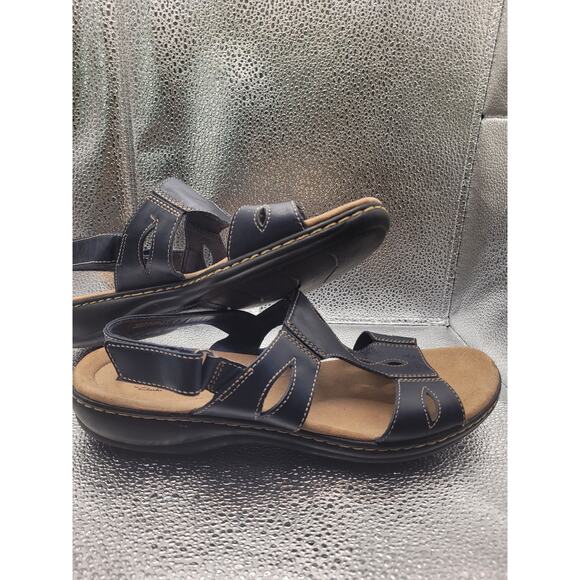 Clarks Women Navy Sandals Adjustable Velcro Strap Sz 9.5 - Picture 5 of 6